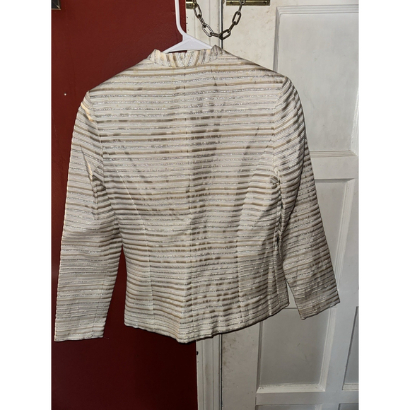 XSCAPE by Lawrence Kurtz Gold Silver Metallic Blazer Jacket Women’s Size 4 - Picture 6 of 8